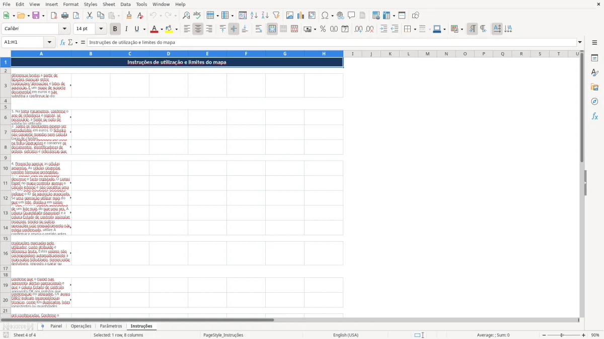 Pré-visualização da folha Instruções do ficheiro Mais-valias de criptoativos IRS em Excel: Modelo Grátis